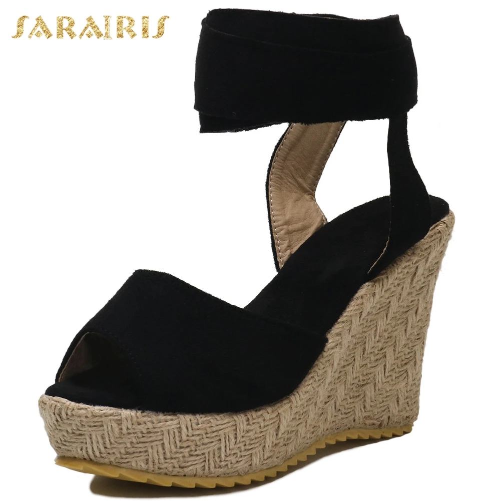 

Sarairis Leisure Bohemia Style Elegant Big Size 43 Wedge Shoes Woman Summer Women Shoes 2019 Platform ankle-wrap Sandals Woman