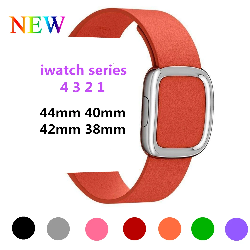 

Modern bukcle For Apple watch band 4 44mm 40mm Genuine Leather Watchband iwatch 4/3/2/1 38mm 42mm bracelet wrist belt