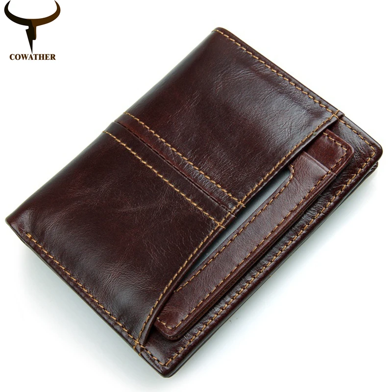 COWATHER top quality cow genuine leather mens wallet for men 2016 new design vertical and cross ...