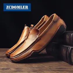 ZCDOMLER четыре сезона для мужчин модные кожаные туфли ручной работы удобная обувь для вождения пояса из натуральной кожи Лоферы для женщин
