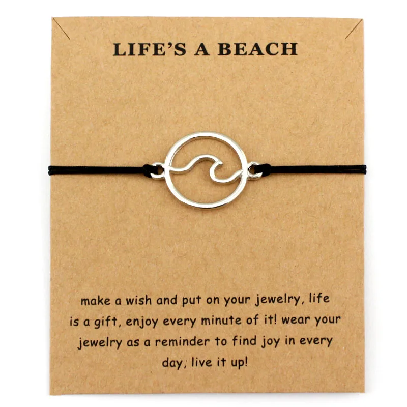 Океан волны пляж парусный спорт Шарм карты регулируемые браслеты для женщин мужчин дружба любовника пара друзей модные ювелирные изделия подарок