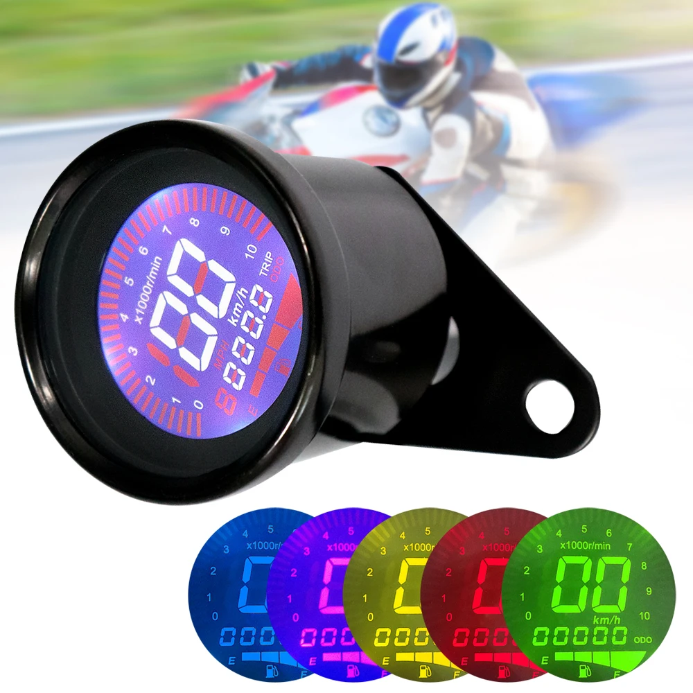 

12V Universal Motorcycle Instruments Black Display Oil Level Meter LCD Gauge Tachometer Motorcycle Digital Speedometer Odometer