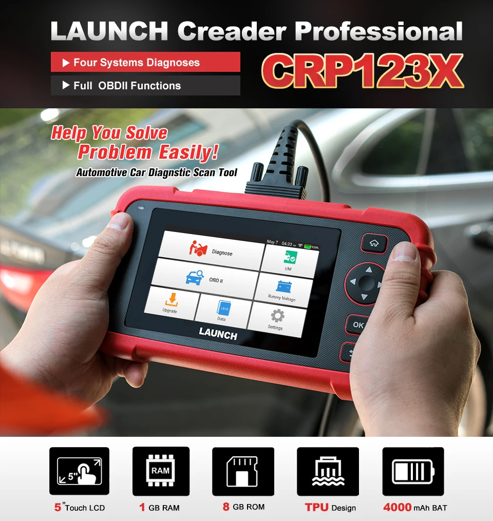 Launch X431 CRP123X OBD2 сканер OBDII диагностический инструмент автоматический считыватель кодов ABS SRS передача двигателя CRP123 X OBD Бесплатный подарок CR319