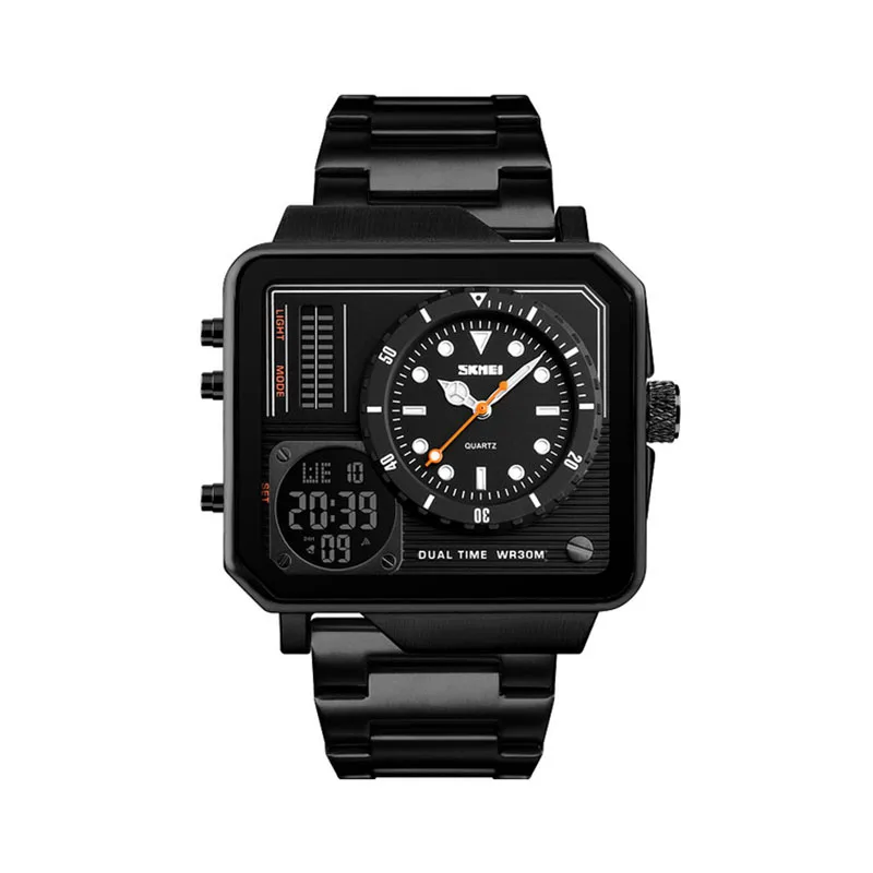 

SKMEi Men'S Digital Watch Stainless Steel Strap Date Display Luminous Sports Timing Large Dial Electronic Watch 1392