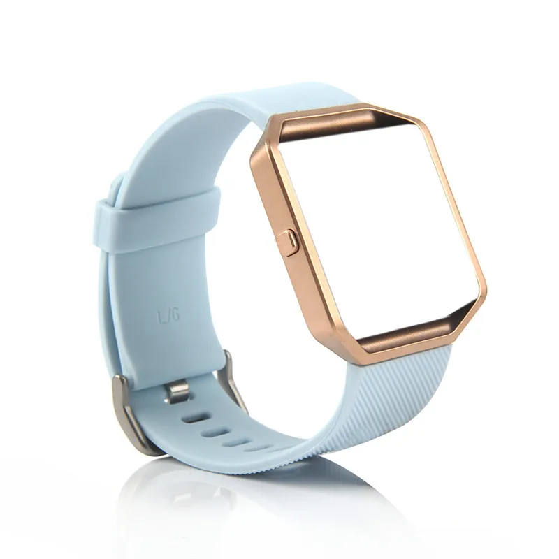 Браслет Bemorcabo для Fitbit Blaze, силиконовый браслет, сменный ремешок с рамкой из розового золота для Fitbit Blaze, умные фитнес-часы - Цвет ремешка: Sky Blue