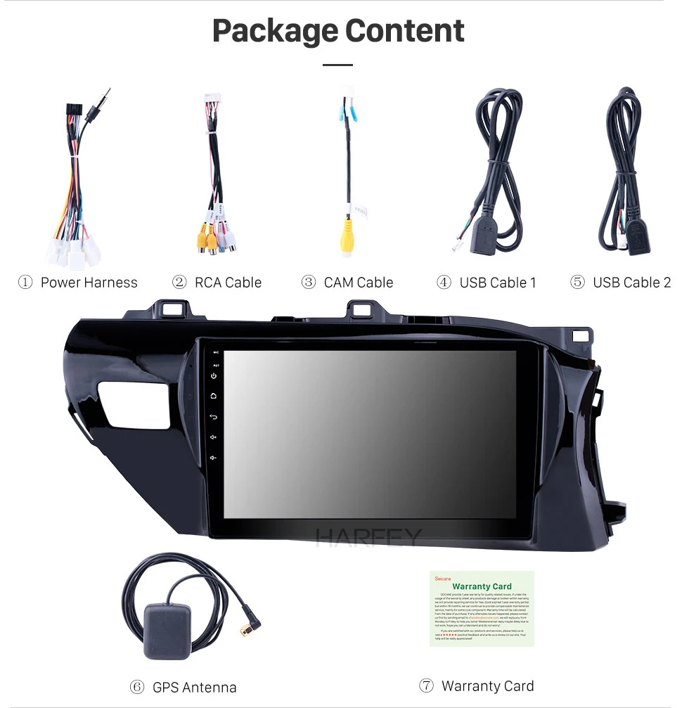 Flash Deal Harfey 10.1" 2din Android 8.1 Car GPS Radio for Toyota Hilux Right Hand Drive 2016 2017 2018 Head unit Mirror Link 3G bluetooth 15