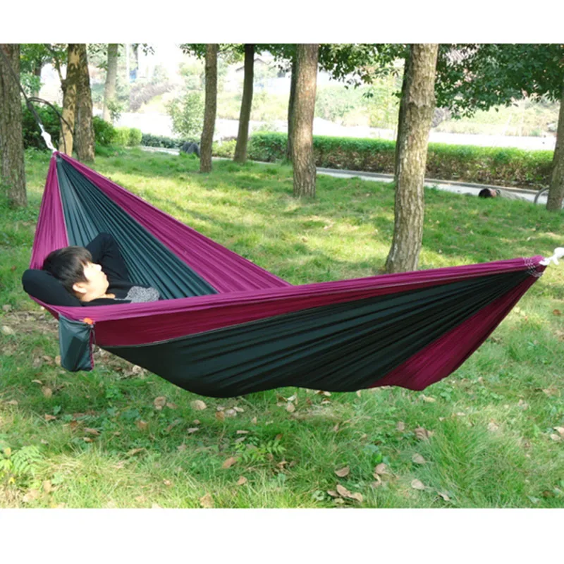 Portable Outdoor Traveling Camping Parachute Nylon Fabric Hammock For Two Person 8 Colors E2shopping
