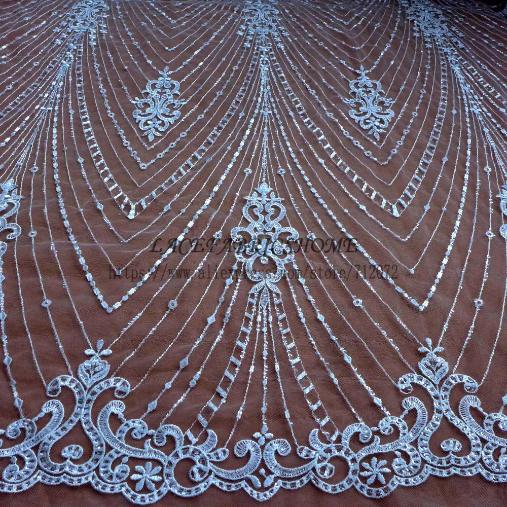 La Belleza модный стиль белое вискозное платье с блестящими пайетками на сетке вышитое свадебное платье/платье невесты кружевная ткань