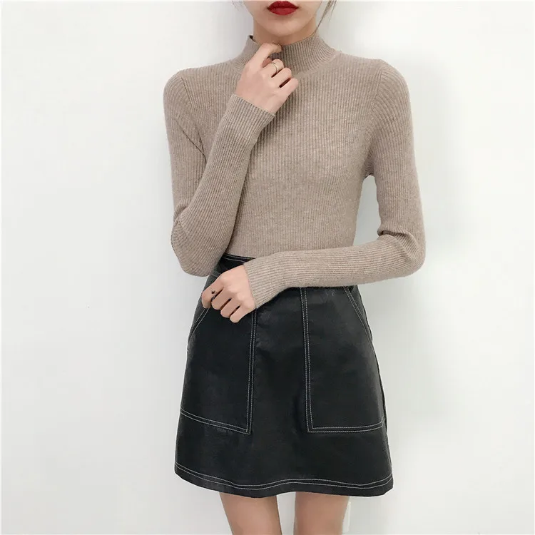 WWENN Autumn Turtleneck Knitted Sweater Female Simple Leisure Ladies Top Fashion Pullove Women Sweaters Cashmere casaco feminino | Женская