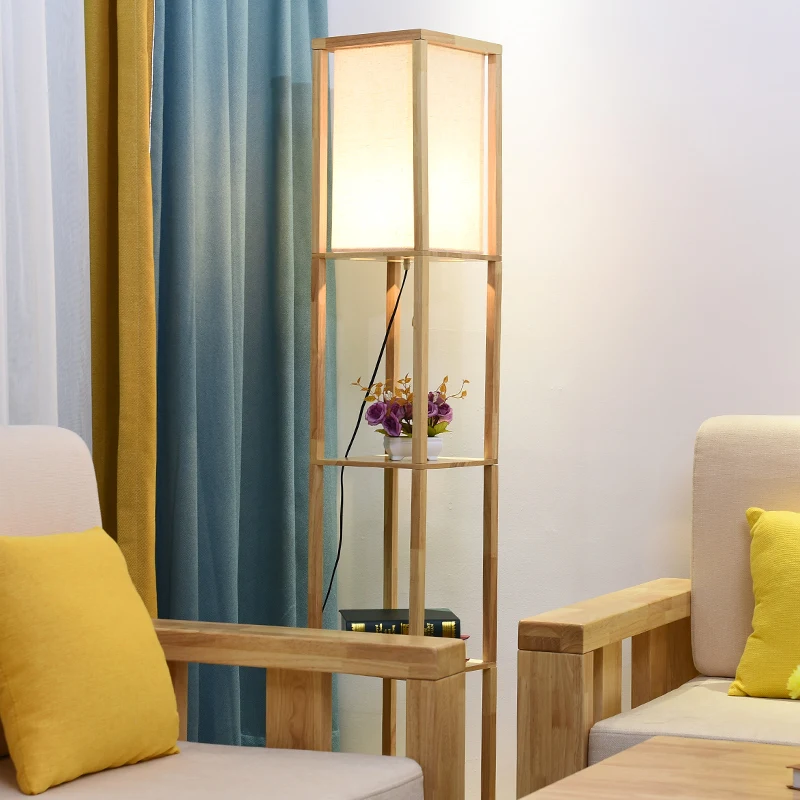 Modern Led Decorative Wooden Loft Floor Lamp Black White Standing