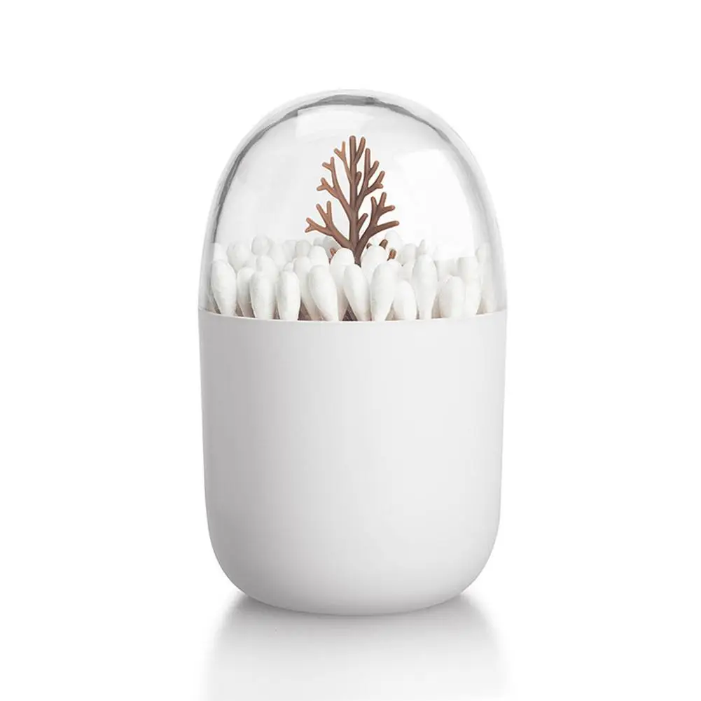 Cute Carton Dustproof Cotton Swab Holder Storage Box Table Decoration Toothpick Organizer Boxes Tampon Box Empty Container - Цвет: Plant autumn tree