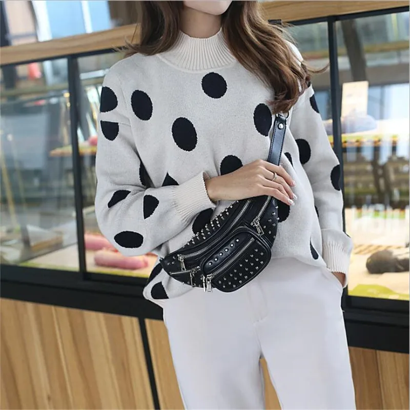 

Sheepskin 2019 New Genuine Leather Waist Bags Women Rivet Fanny Pack Fashion Belt Bag Female Mini Chest Bags Shoulder Bags Bolsa