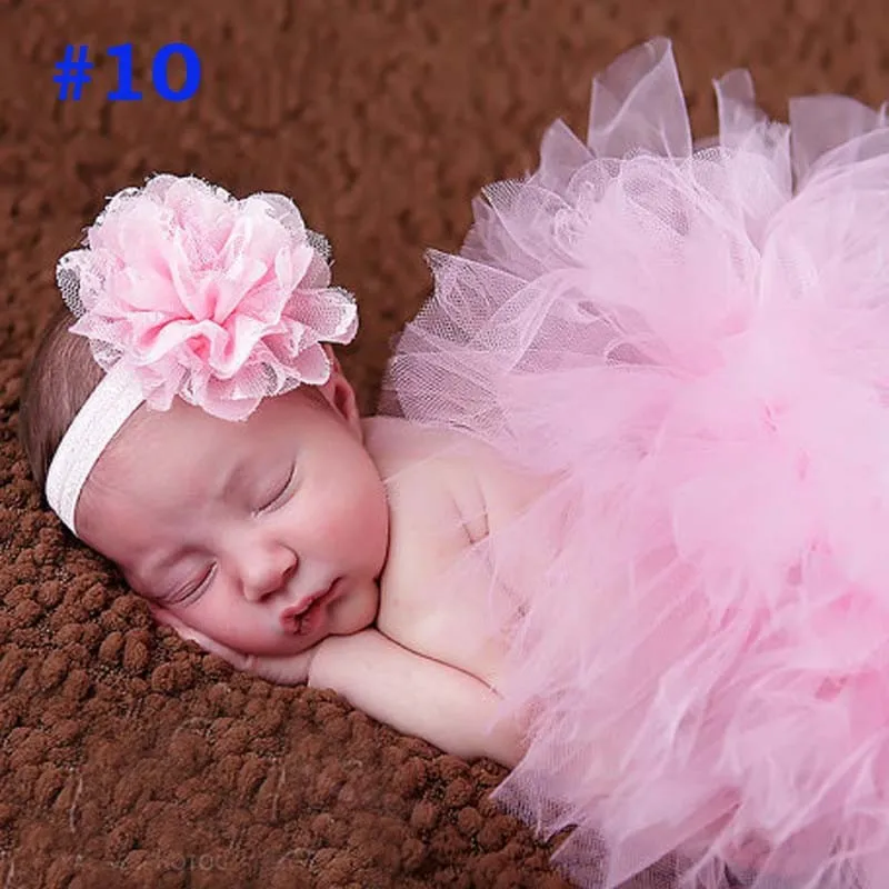 Г. Новая 13 видов конструкций юбка-пачка для новорожденных с сочетающейся цветочной повязкой на голову Потрясающая юбка-пачка из тюля для новорожденных девочек - Цвет: color 10