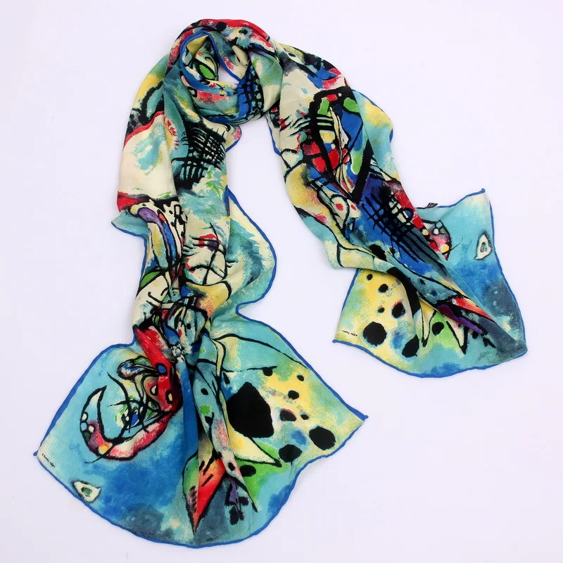 Koop DANKEYISI 2019 Van Gogh Olieverf Zijden Sjaal Vrouwen   Mannen Sjaal 100% Echte Zijde Sjaals Vrouwelijke Luxe Merk Designer sjaals