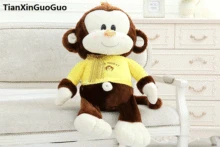 large 65cm cute brown monkey plush toy yellow cloth design monkey soft doll throw pillow birthday