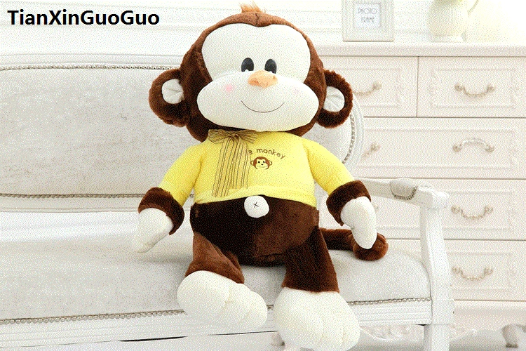 large 65cm font b cute b font brown monkey plush toy yellow cloth design monkey soft