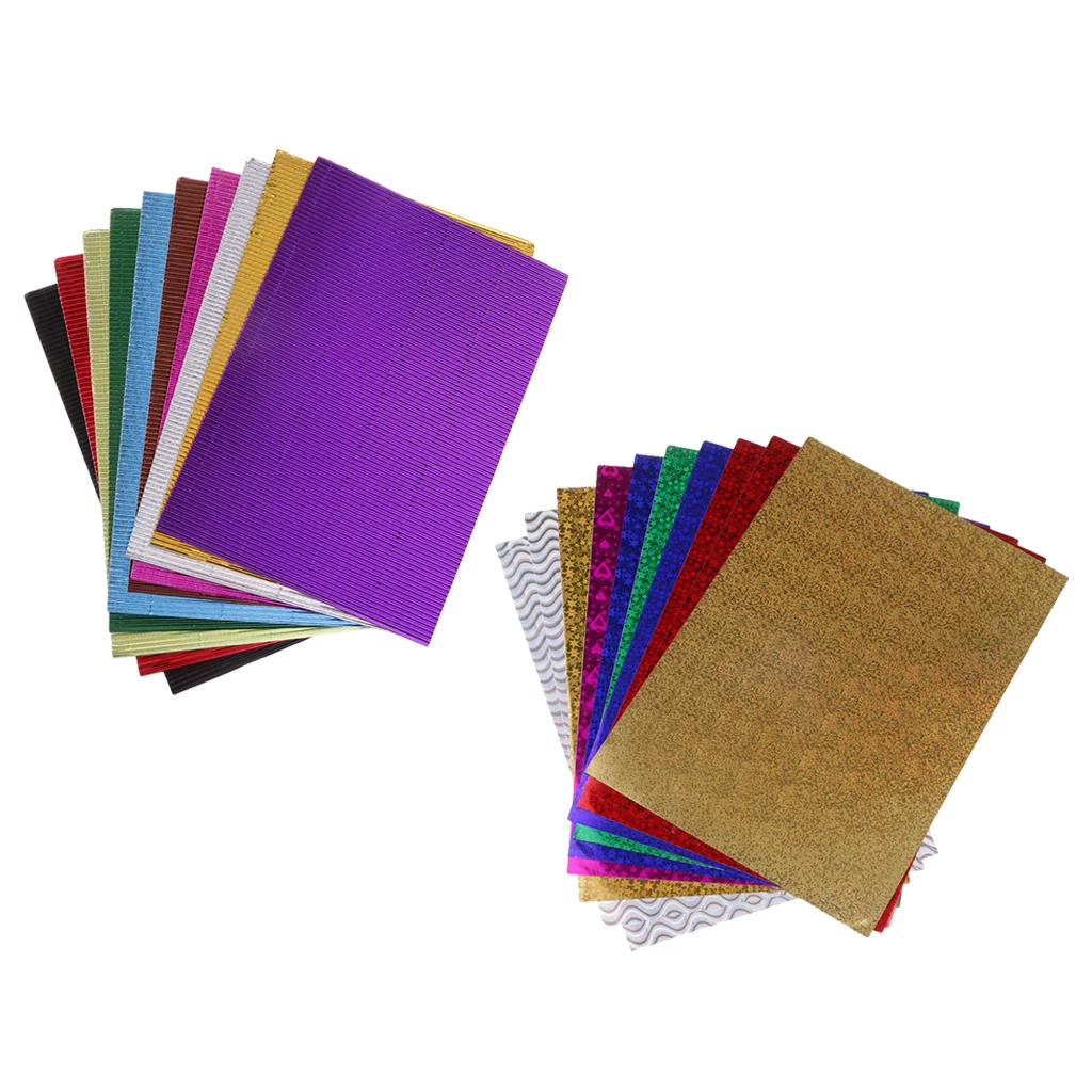 20 Pieces Origami Paper Mixed Style Art Crafts Paper -Corrugated Paper Crafts +Self Adhesive Sheets DIY Paper Toys Accessory