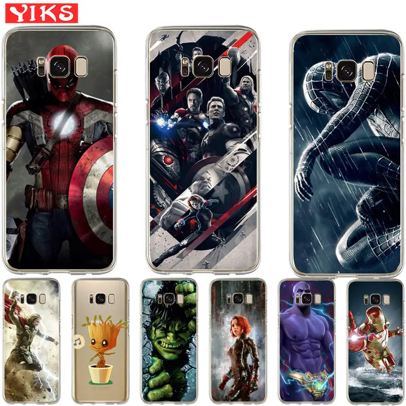 

Luxury Marvel Avengers Case For Samsung S8 S9 Plus Note 8 soft Case For Coque Samsung Galaxy S6 S7 Edge S8 S9 Plus Cover