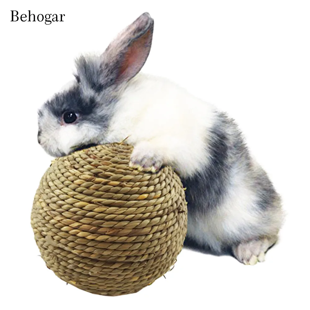 Behogar Interesting Natural Grass Rope Ball Hand woven Ball Chew Toys