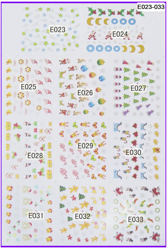 

11 PACKS / LOT 3D SIMULATION XMAS CHRISTMAS SANTA CLAUSE SELF-ADHESIVE NAIL TATTOOS STICKER E023-033