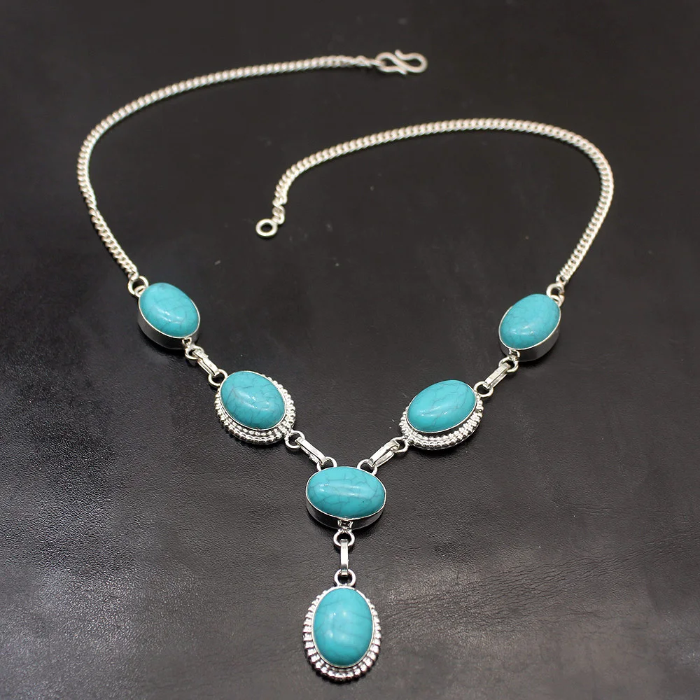 Gallant Unique Natural Blue Turquoise925 Sterling Silver Pendant