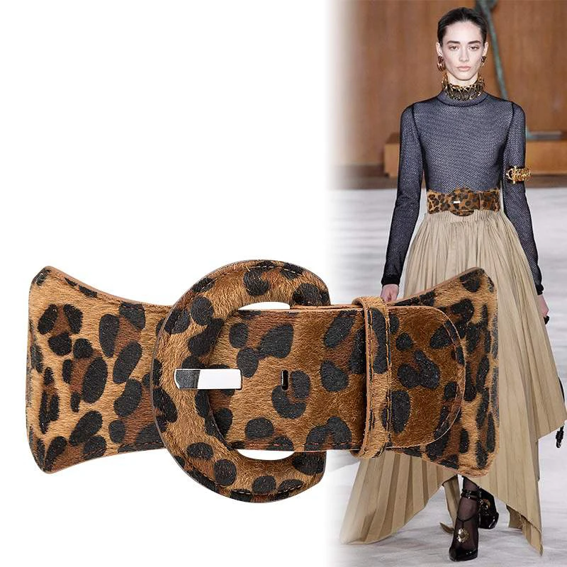 Свитер leopard флис широкий ремни платье для женщин vogue 7,5 см пряжки Бесплатная эластичный пояс дамы корсет на талию пояс пальто