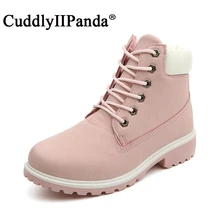 CuddlyIIPanda Brand 2017 New Pink Boots Suede Women Ankle Boots Camouflage Leisue Martin Boots Big Size Boots Botas Mujer