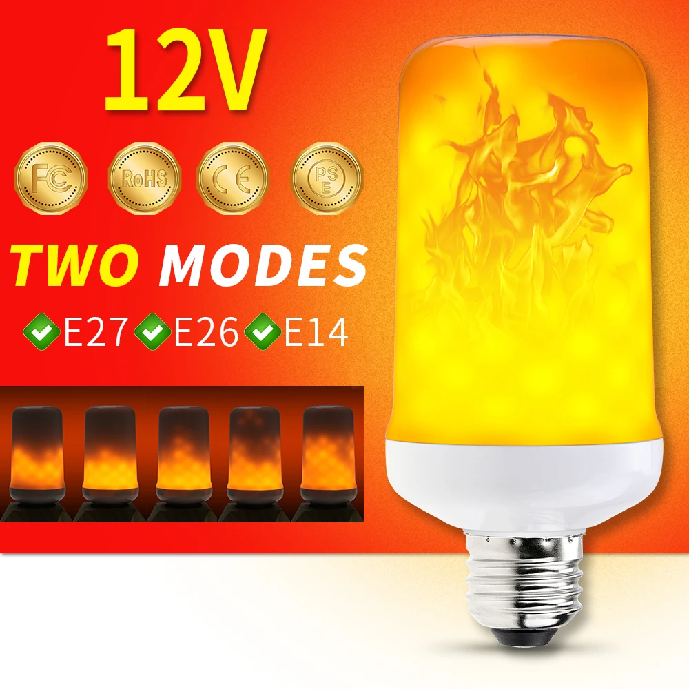 CanLing E14 Led 12V Flame Effect Lamp E27 Flickering Emulation Candle