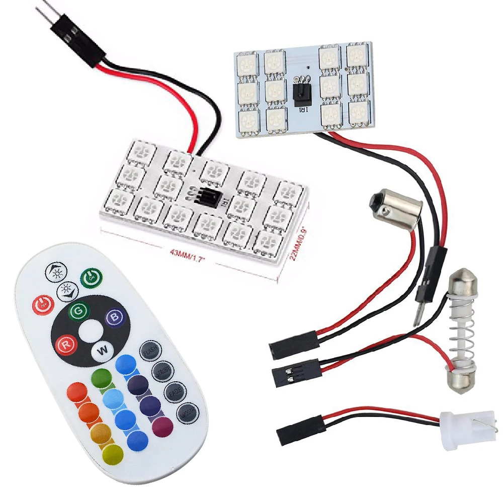 4 шт./лот T10 BA9S 5050 12SMD 15smd LED RGB интерьер автомобиля гирлянда купол Панель чтения