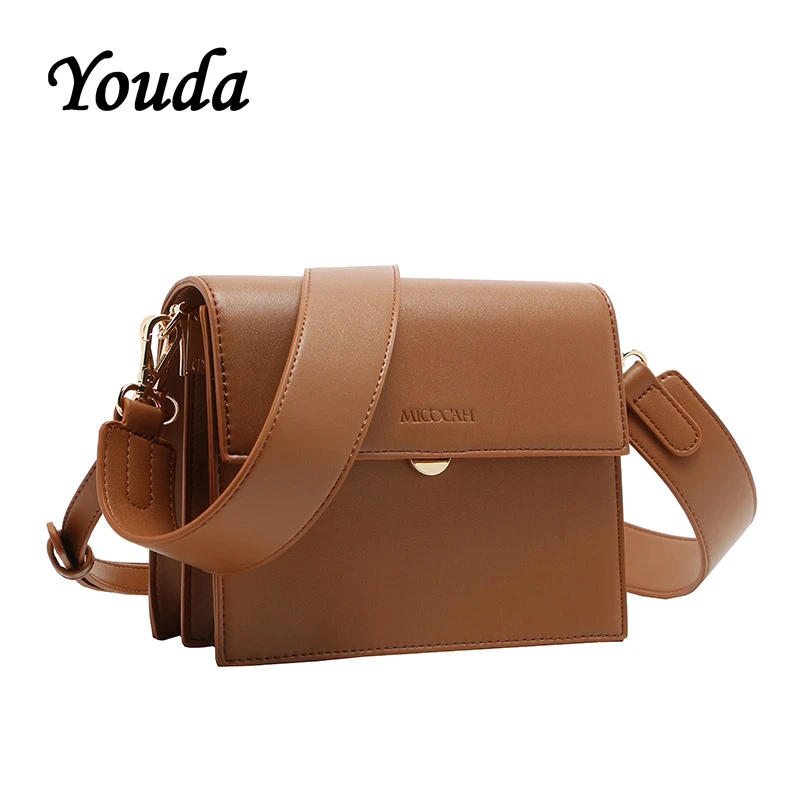 

Youda 2019 New Flap Package Wide Strap Flap Designer Handbags Fashion Ladies Messenger Bag Vintage Women's Shoulder Bags
