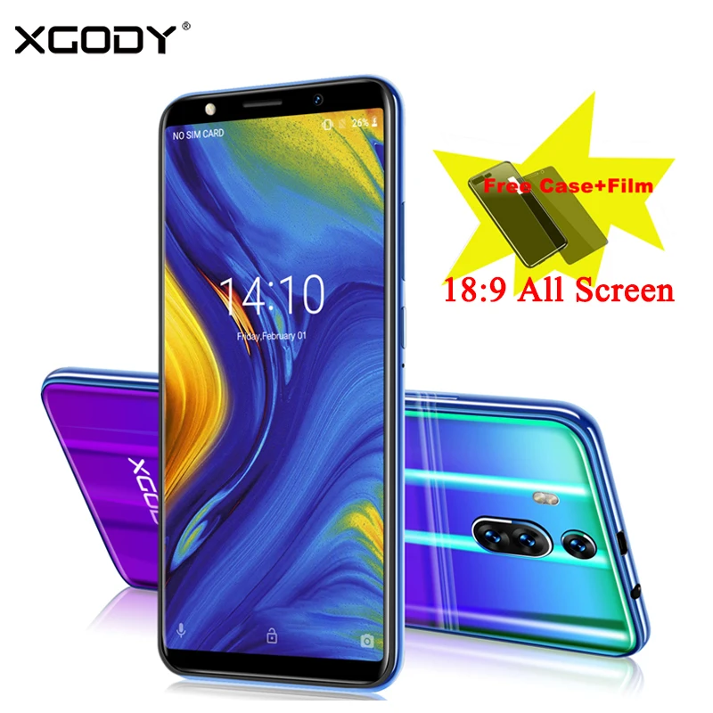 XGODY новый мобильный телефон 3G 6 дюймовый 18:9 смартфон с двумя sim картами Android 8 1 Гб +