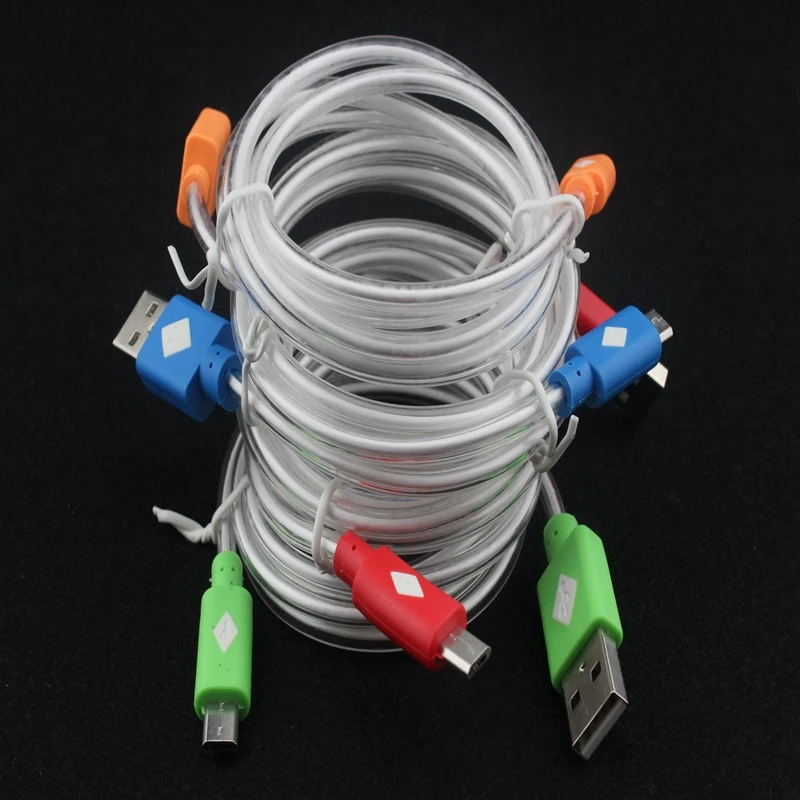 WEMECOFA 200pcs 1M3FT Crystal LED Visible Light Micro V8 USB data charging Cable for Samsung Galaxy S4 S3 Note2 i9500 i9300