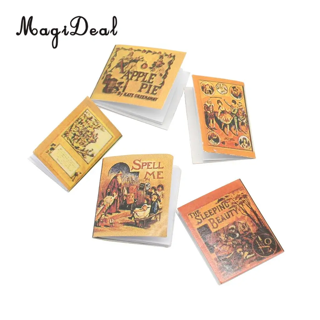 1/12 Dollhouse Miniature Accessories 5pcs Page-turning Books Model Rooms Life Scenes Decor
