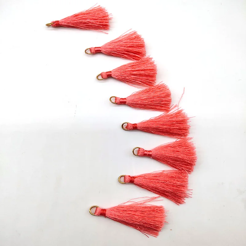 Wholesale 10 Pcs Silky Handmade Soft Craft Mini Tassels with Loops for Jewelry Making, DIY Projects, Bookmarks Accessories - Цвет: Blood