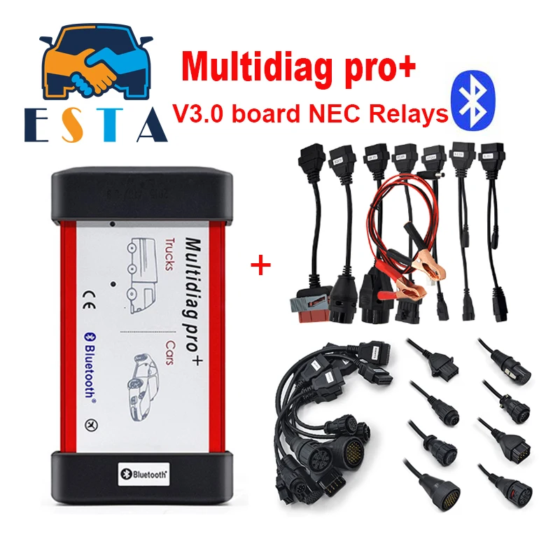 

DHL free 2016.00/2015.R3 Multidiag Pro VD TCS CDP Bluetooth New VCI Diagnostic Tool+Carton box +8 Car Cables+8Truck Cables