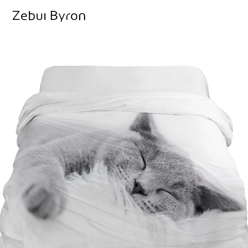 

1PCS 3D Duvet Cover 220x240,HD Printing Quilt/Blanket Cover Double/King/Queen,Kids/Baby/Children Bedding Cute animal Sleep cat