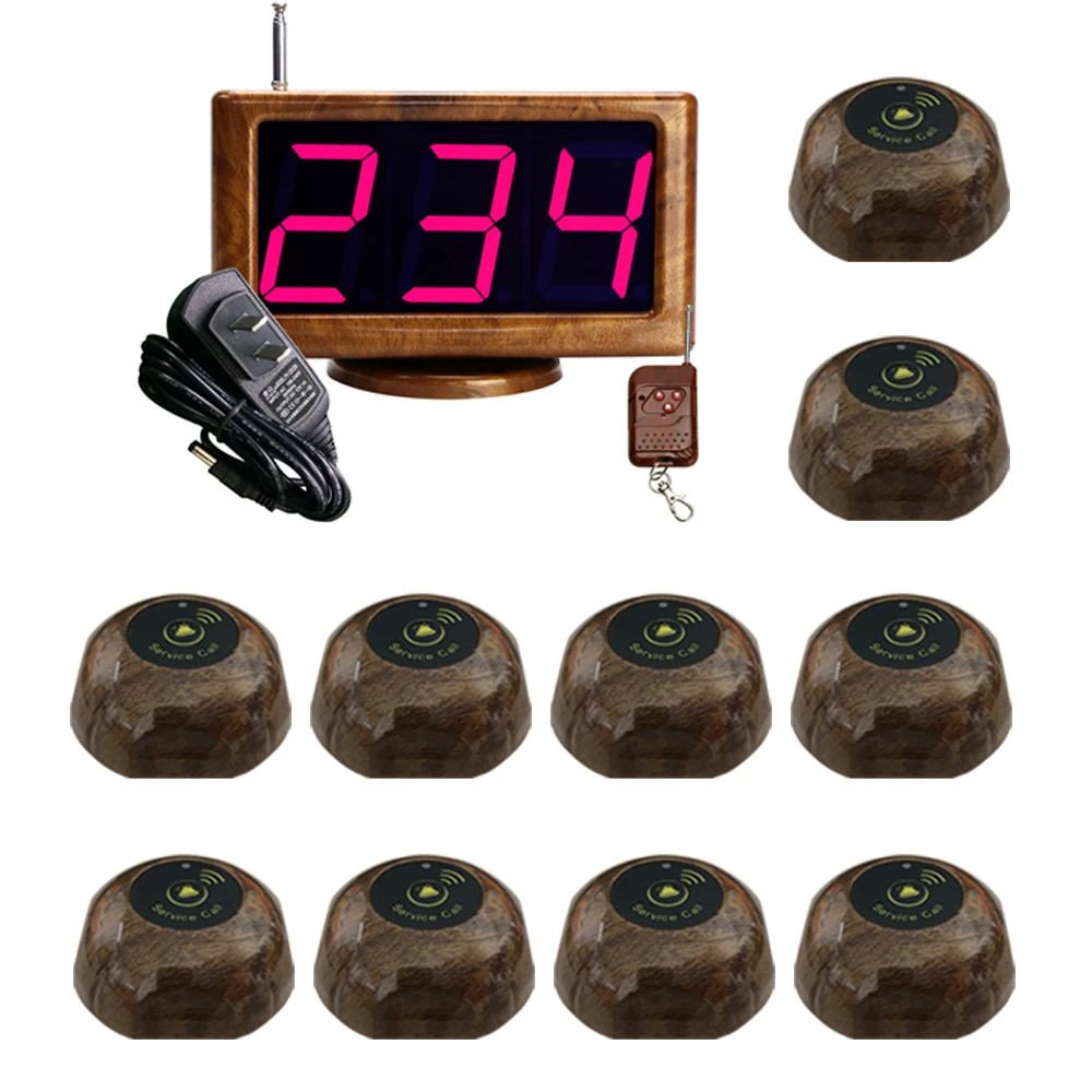 

JINGLE BELLS 10 Call Button transmitter 1 main host Receiver Restaurant Hotel Pager Wireless Paging Calling System call pager