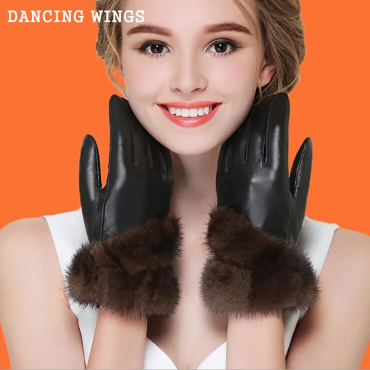 High grade Genuine Leather Touch Screen Gloves Plus Velvet Thickening