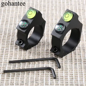 

gohantee Tactical Spirit Bubble Level Rings 25.4mm/30mm Rifle Airgun Scope Mounts Level Ring with Compass Hunting Accessories