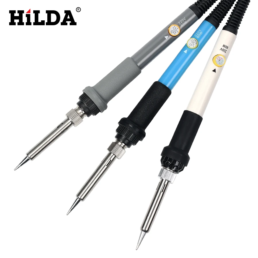 

HILDA 220V 60W Electrical Soldering Iron Rework Welding Gun Tool Adjustable Temperature Soldering Station Solder Tip