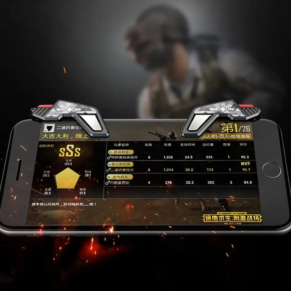  Kuulee Mobile Game Fire Button Aim Key Smart Phone Mobile Game Trigger L1R1 Shooter Controller for 