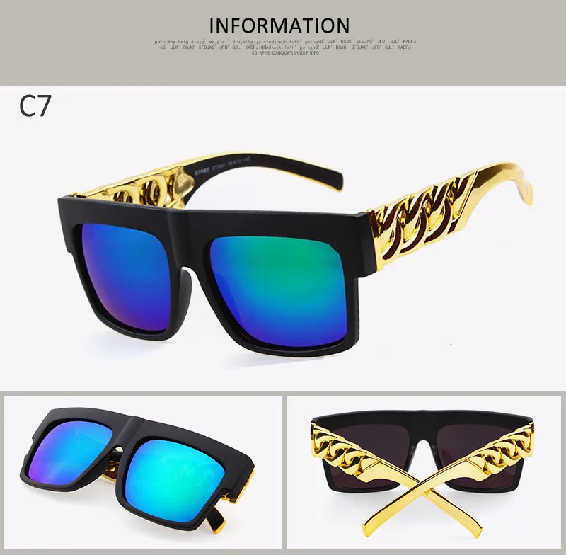 LongKeeper Модная Золотая цепочка в стиле Ким Кардашьян; обувь в стиле Бейонсе солнцезащитные очки Для мужчин Для женщин Винтаж в стиле «хип-хоп» солнцезащитные очки Gafas De Sol UV400