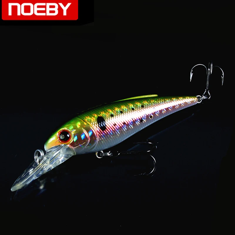 

NOEBY Floating Minnow Fishing Lure 3D Eyes Lifelike Wobbler Hard Swimbait with VMC Hooks Fishing Tackle NBL9128