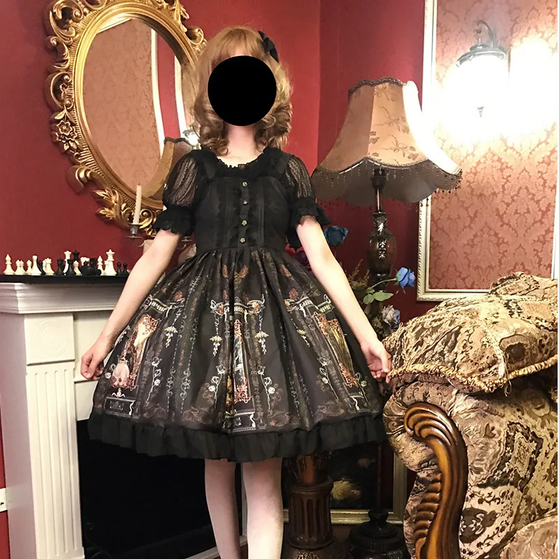 

Kawaii 2019 new dress vestido Lolita dress retro palace wind chiffon imported printing gothic Lolita princess Sleeveless dress