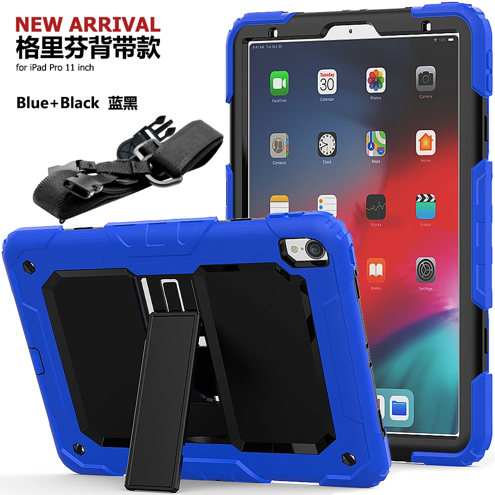 Чехол для Apple, ipad pro 11, с подставкой, гибридный, противоударный, сверхпрочный, прочный, 2 в 1, гибридный, PC чехол, подставка, оболочка+ ручка