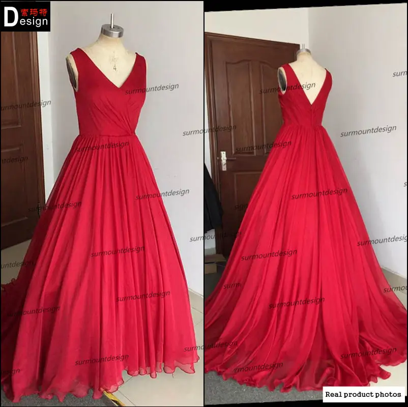 red chiffon ball gown