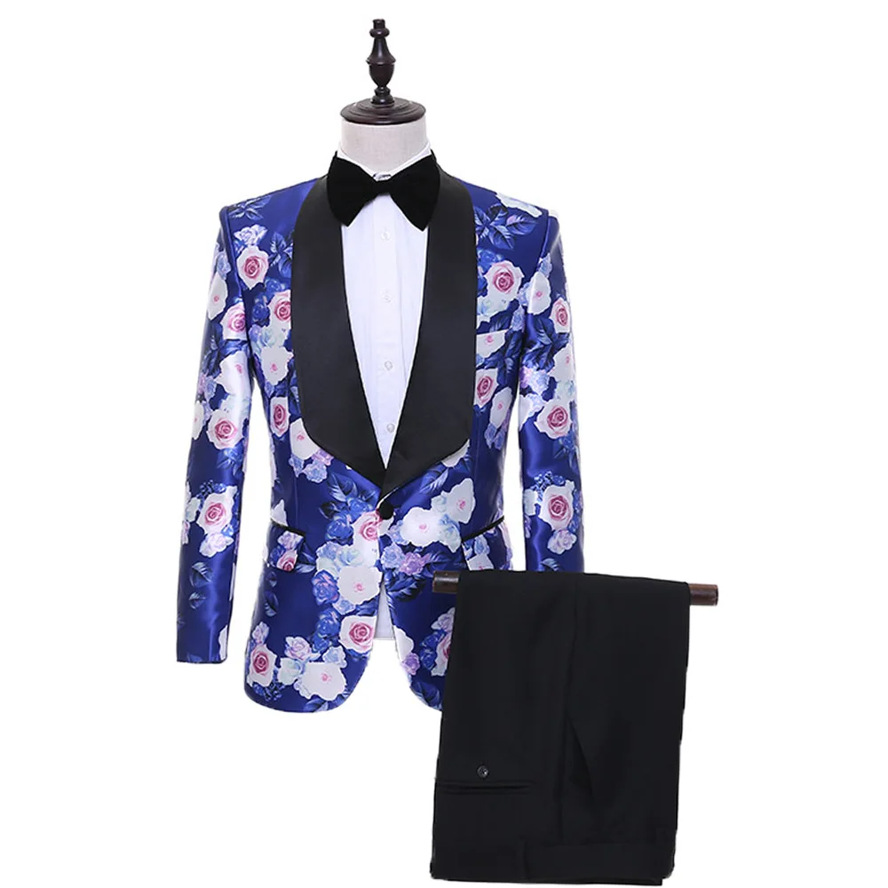 50.1      2、单扣、披肩领、103、Men's suits men's printed fashion gentleman suit two-piece suit (jacket + pants) men's business banquet formal suit