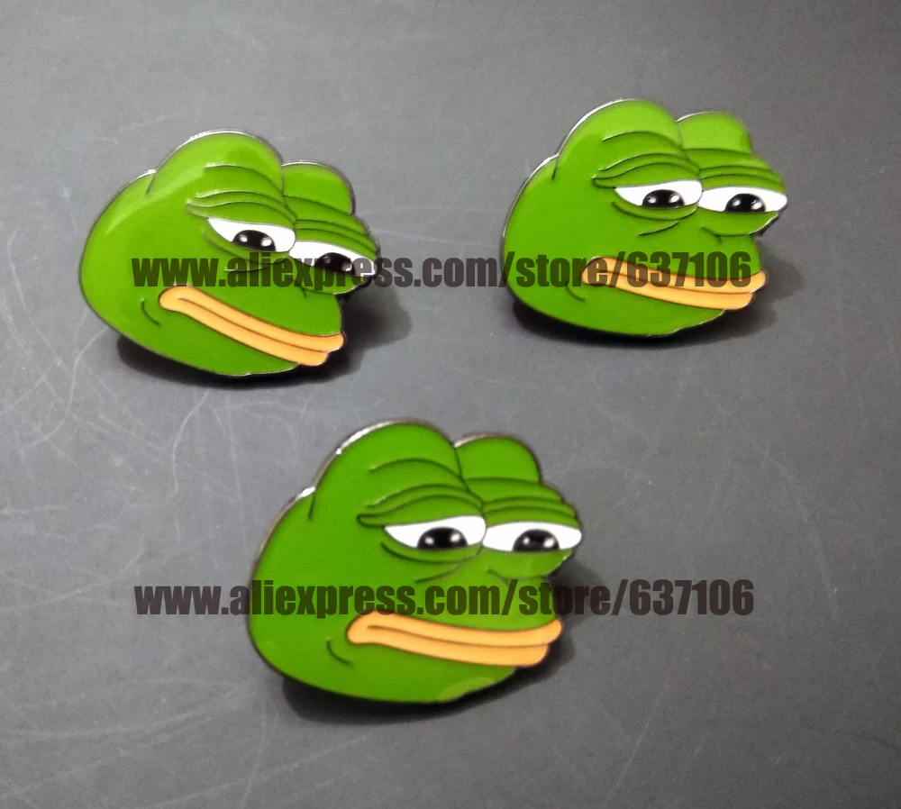 50pcs/lot Sad frog Brooches pins badges of clothing Meme