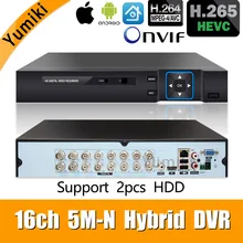 6 в 1 16ch* 5M-N/4M-N AHD DVR видеонаблюдения CCTV видео рекордер 1080N Гибридный DVR для аналогового AHD CVI TVI ip-камеры XMEYE