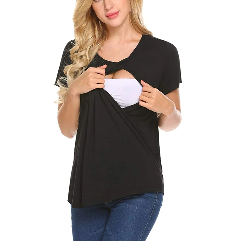 

Maternity T-shirt Women Maternity Pregnancy Folding Nursing Baby Breastfeeding T-shirt Tops Ropa Embarazada Pregnant Clothes